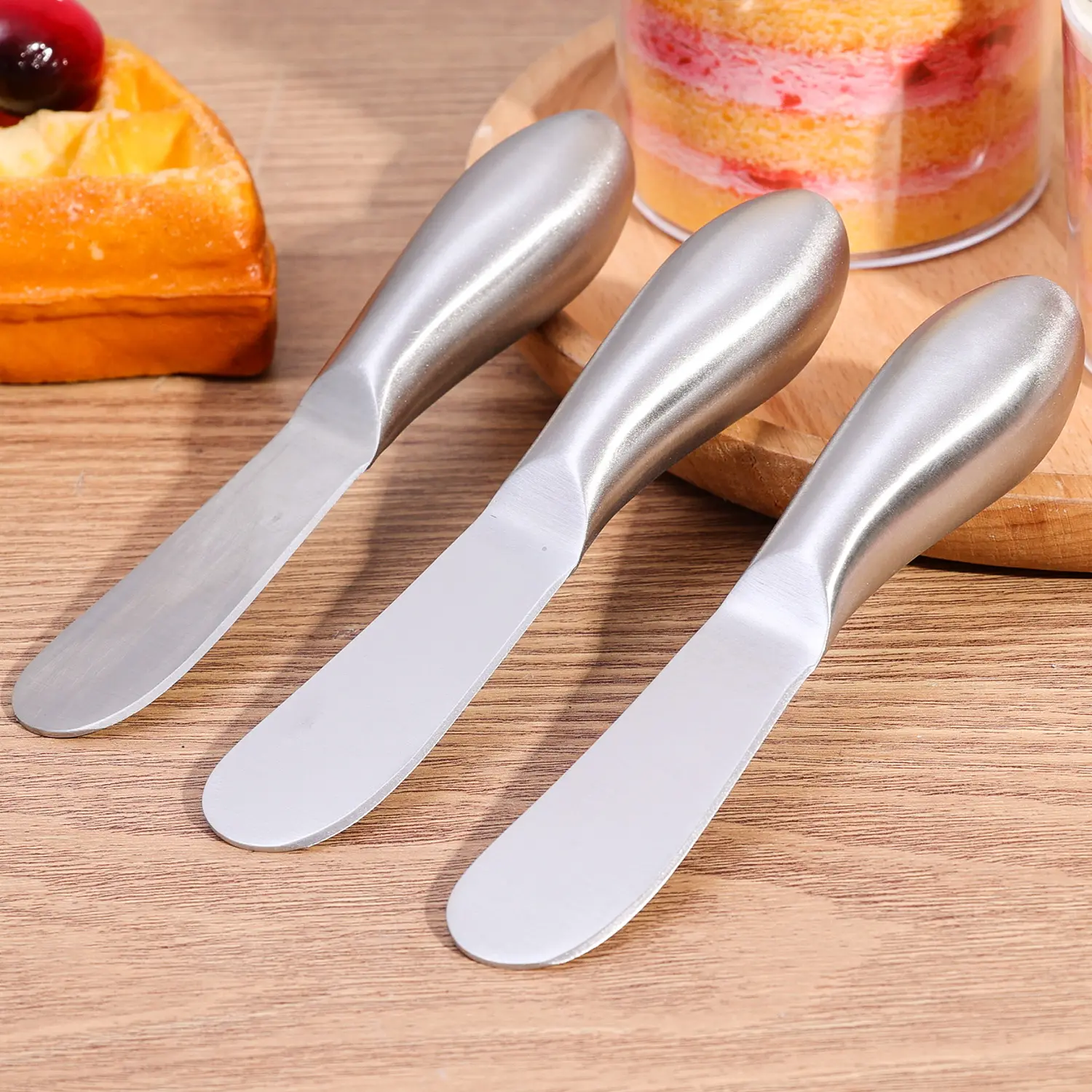 1/2Pcs Butter Knifes Stainless Steel Cheese Cutter Knifes Long Handle Bread Cream Jam Spreaders Multifunctional Kitchen Cutlery Cutting Tool