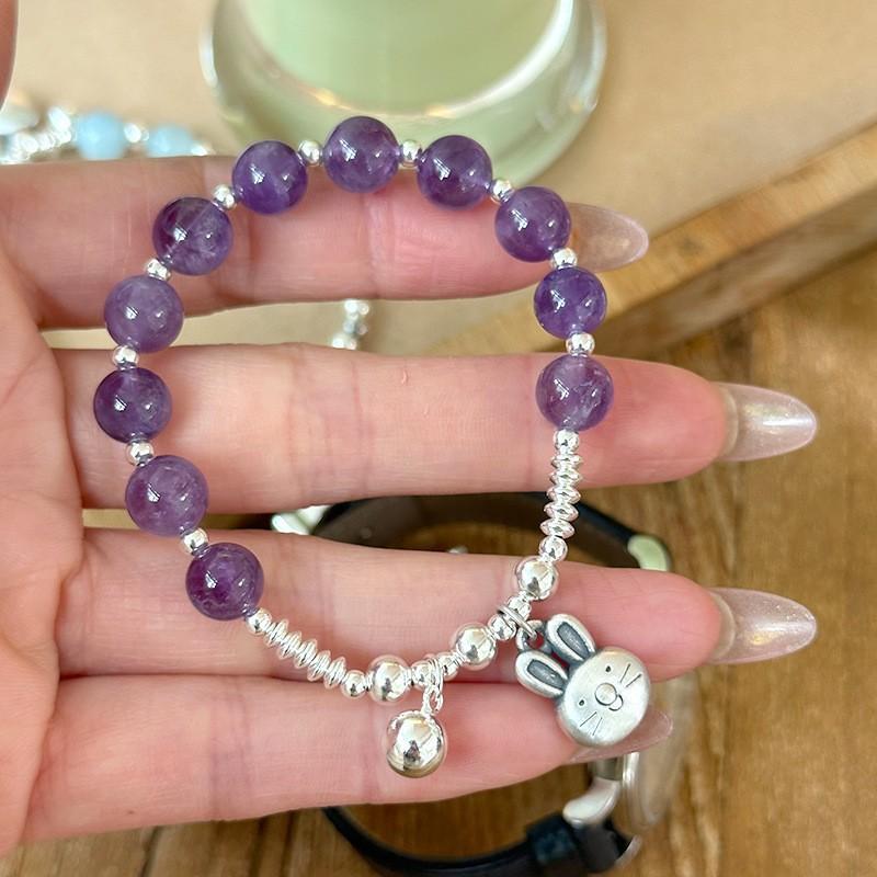 [YÊN LAM] Lắc Tay Thạch Anh Tím Mix Charm Thỏ Bạc 925 - Thu Hút May Mắn & An Yên 7