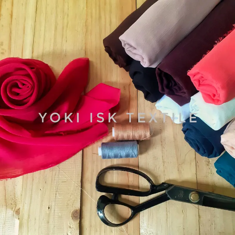 Kain Chiffon Yoryu Crinkle Sifon Salju Polos 5