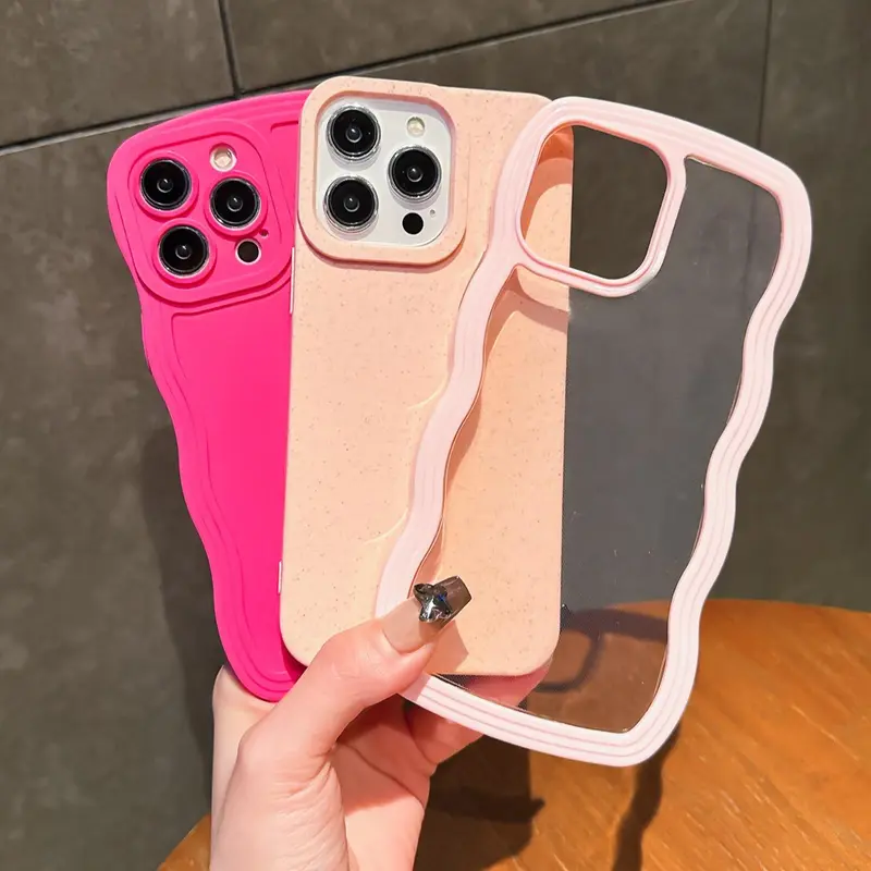 Wave Edge Design Phone Case, 3 Counts Solid Color Decorative Phone Protector Cover, Phone Accessories Compatible with iPhone 15 Pro Max 14 13 12 1