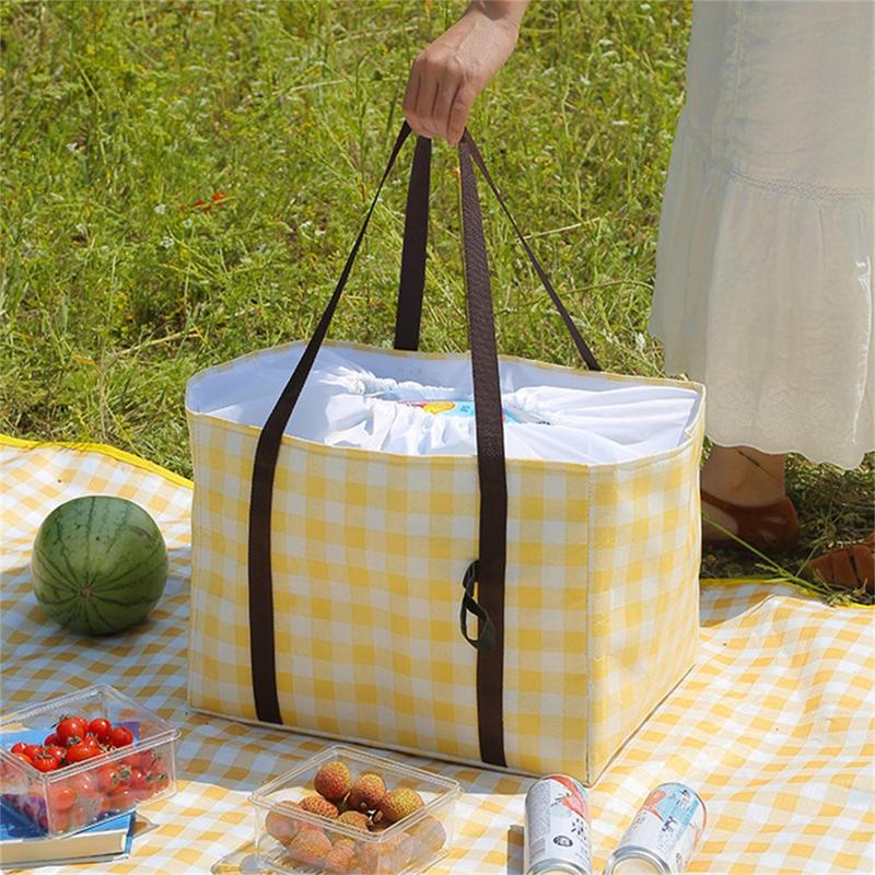 Large Capacity Picnic Basket, 1 Count Portable Foldable Picnic Bag for Spring Holiday Outdoor Camping Picnic, Outdoor Accessories 2