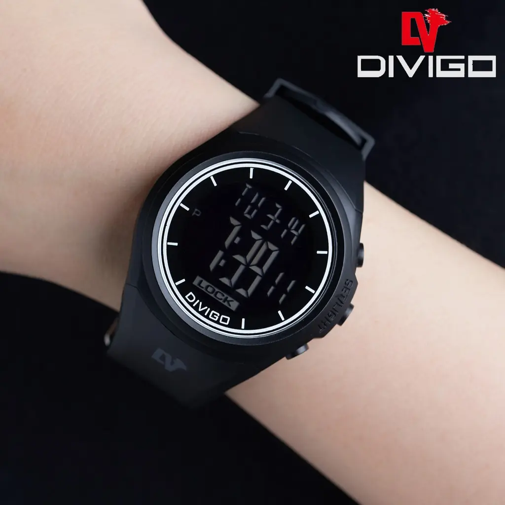DIVIGO Jam Tangan Pria /Wanita DIVIGO DV-2107 Man / Jam Tangan Digital LED Original Water Resistant 3ATM