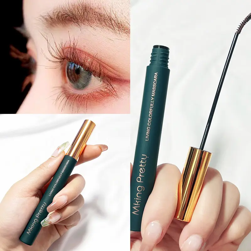 Mking Pretty Colorful Mascara Women's Waterproof Sweat-Proof Long Curling Fine Brush Head Thick Super Long Non-Smudging