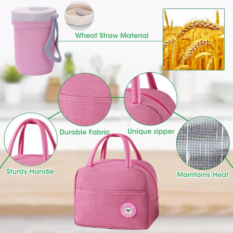 2 Layer Lunch Box Set, 1 Set Including 1 Count Lunch Case, Spoon, Soup Cup & Insulated Bag, Portable Bento Box for School Office Outdoor Picnic, Meal Prep Containers, Kitchenware 4