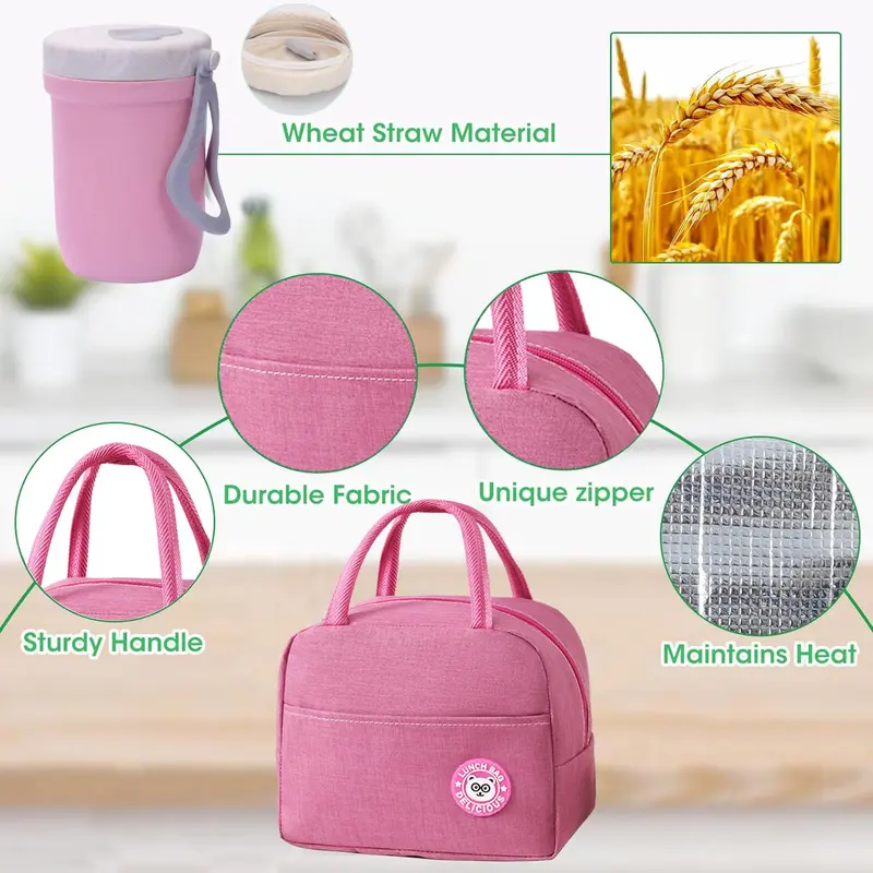 2 Layer Lunch Box Set, 1 Set Including 1 Count Lunch Case, Spoon, Soup Cup & Insulated Bag, Portable Bento Box for School Office Outdoor Picnic, Meal Prep Containers, Kitchenware 4