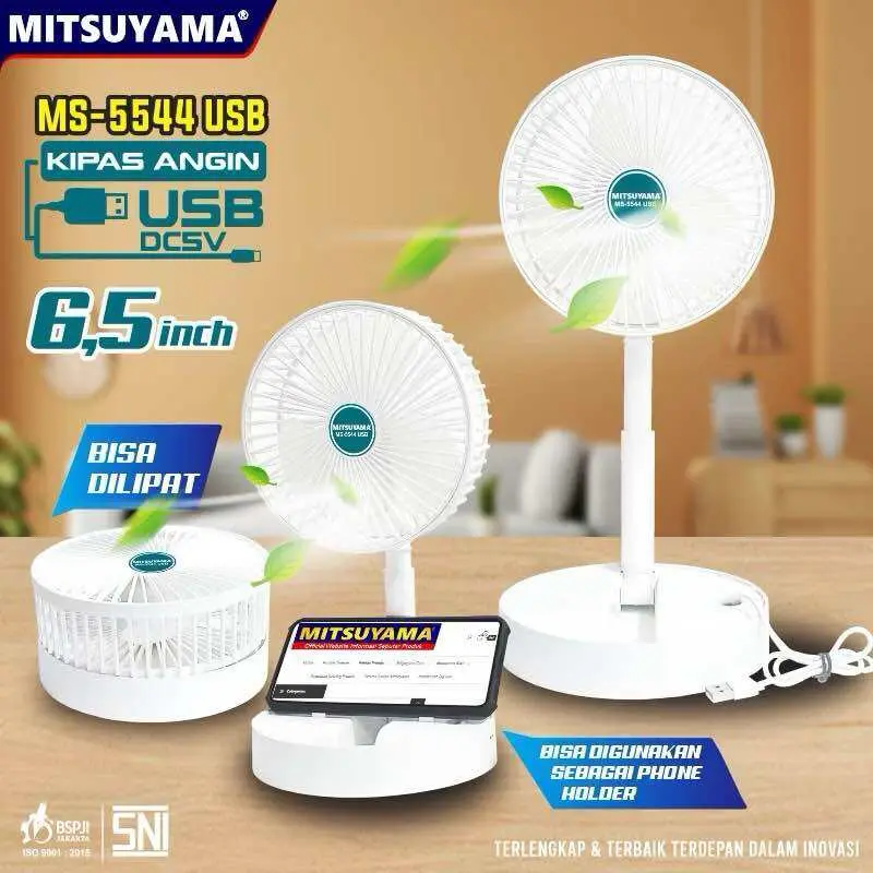DESK FAN MITSUYAMA 5544 Colokan USB | Kipas Angin Meja Mitsuyama 6.5 Inch Daya 4 Watt Bisa Dilipat