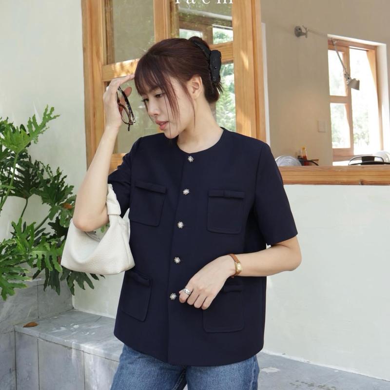 LÀ EM I Áo Blazer Hera ngắn tay - Áo blazer nữ chất liệu tuytsi mềm mịn mát không nhăn handmade Women Jacket Top