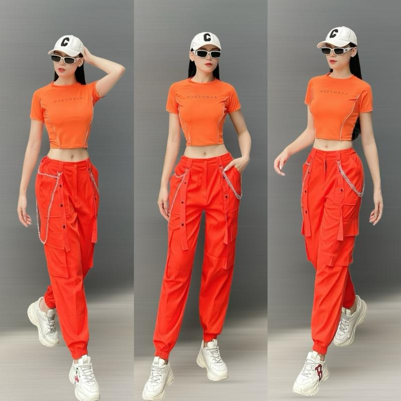 Product Introduction of Quần jogger thể thao nữ túi hộp dây xích cách điệu chất kaki tập zumba, aerobic, gym, dân vũ Sport Tập Thể Dục Thể Dục Tập Gym 39