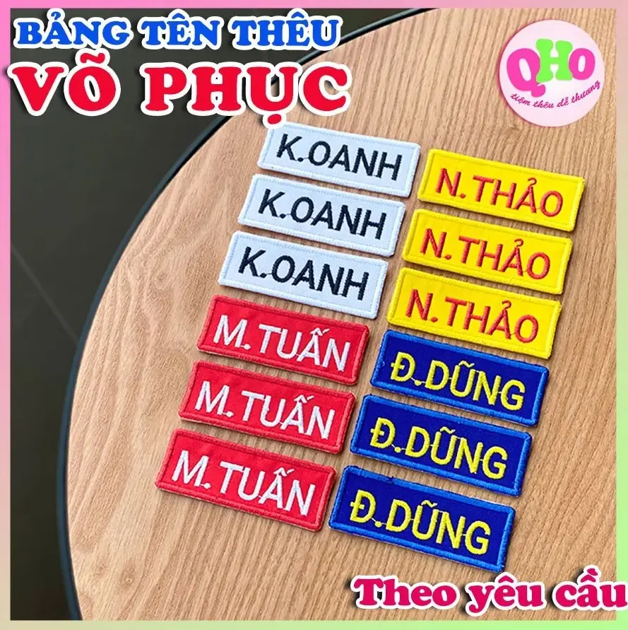 Bảng Tên Võ Phục, Bảng Tên Taekwondo - Karate, Vovinam, Judo, Võ Cổ Truyền, Bền Chắc, Làm Theo Yêu Cầu - Tiệm Thêu Qho