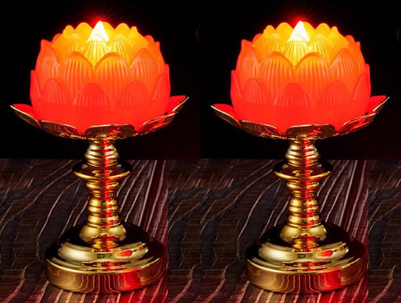 Đèn thờ vĩnh cửu, sử dụng pin, kiểu đèn dầu rất đẹp, dùng để bàn thờ, thờ phật, bóng led tiết kiệm pin