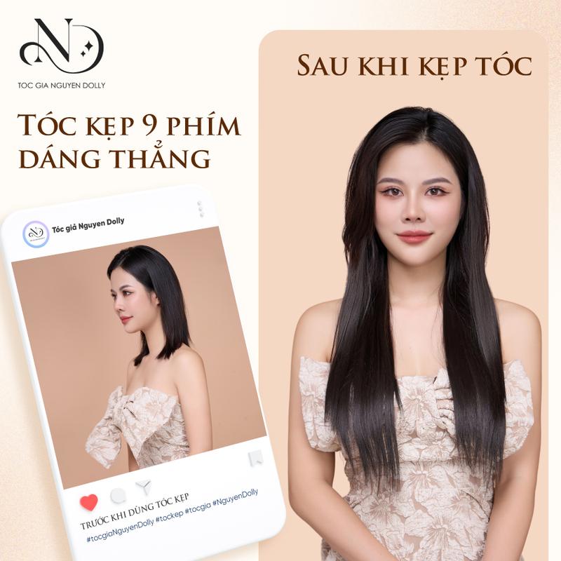 Tóc giả Tóc Kẹp 9 phím dáng thẳng - Nguyen Dolly - Độ dài 40-45-50-60 cm