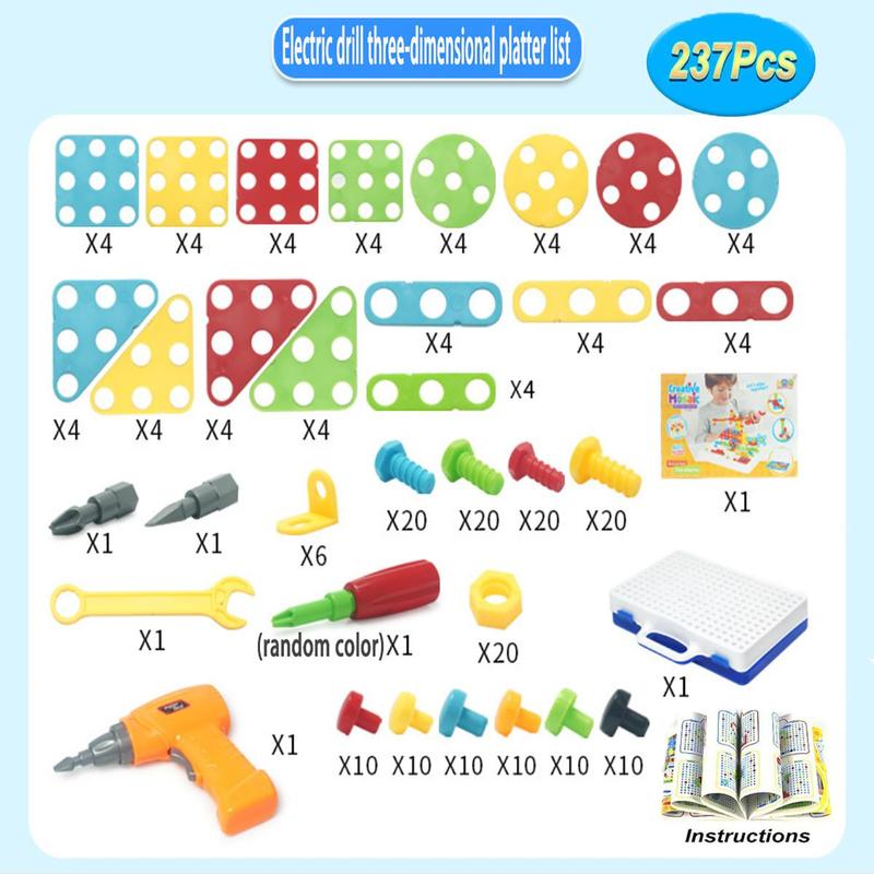 Durable Construction Games with Toy Drill, 1 Set Creative Engineering Building Kit, Learning Constructor Set Gift, Valentine's Day Gift, Fidget Toys, Crafts 6