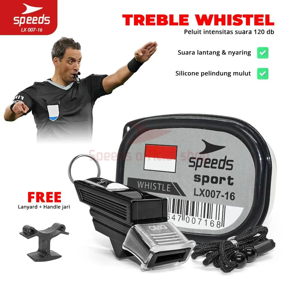 SPEEDS Peluit Wasit Pluit Treble Whistle Alat Olahraga Survival Periwitan Sport Aman 120db + Lanyard Tali 007-16