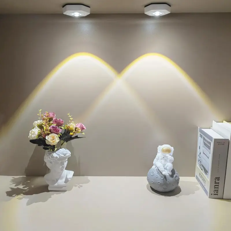 Battery Required LED Touch Control Wall Mounted Light, 1 Count 2-level Brightness LED Touch Cabinet Light, Decorative Light for Kitchen Bedroom Cabinet (without Battery) 0