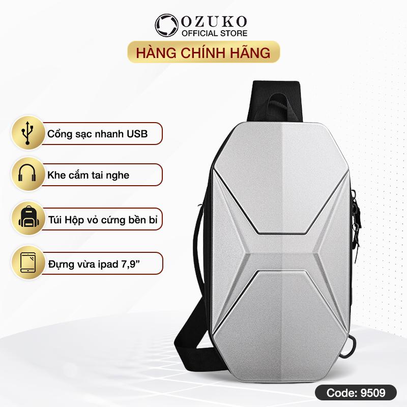 Túi đeo chéo nam bao tử đeo ngực hông bụng unisex OZUKO balo 1 quai thể thao nhiều ngăn chống nước quai đàn hồi Mã 9509