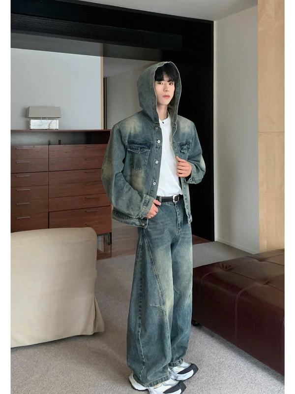 LITER STUDIO Set Denim Jacket Wash Form Boxy Unisex .Áo Khoác Denim Có Nón, Quần Baggy Ống Rộng. 3