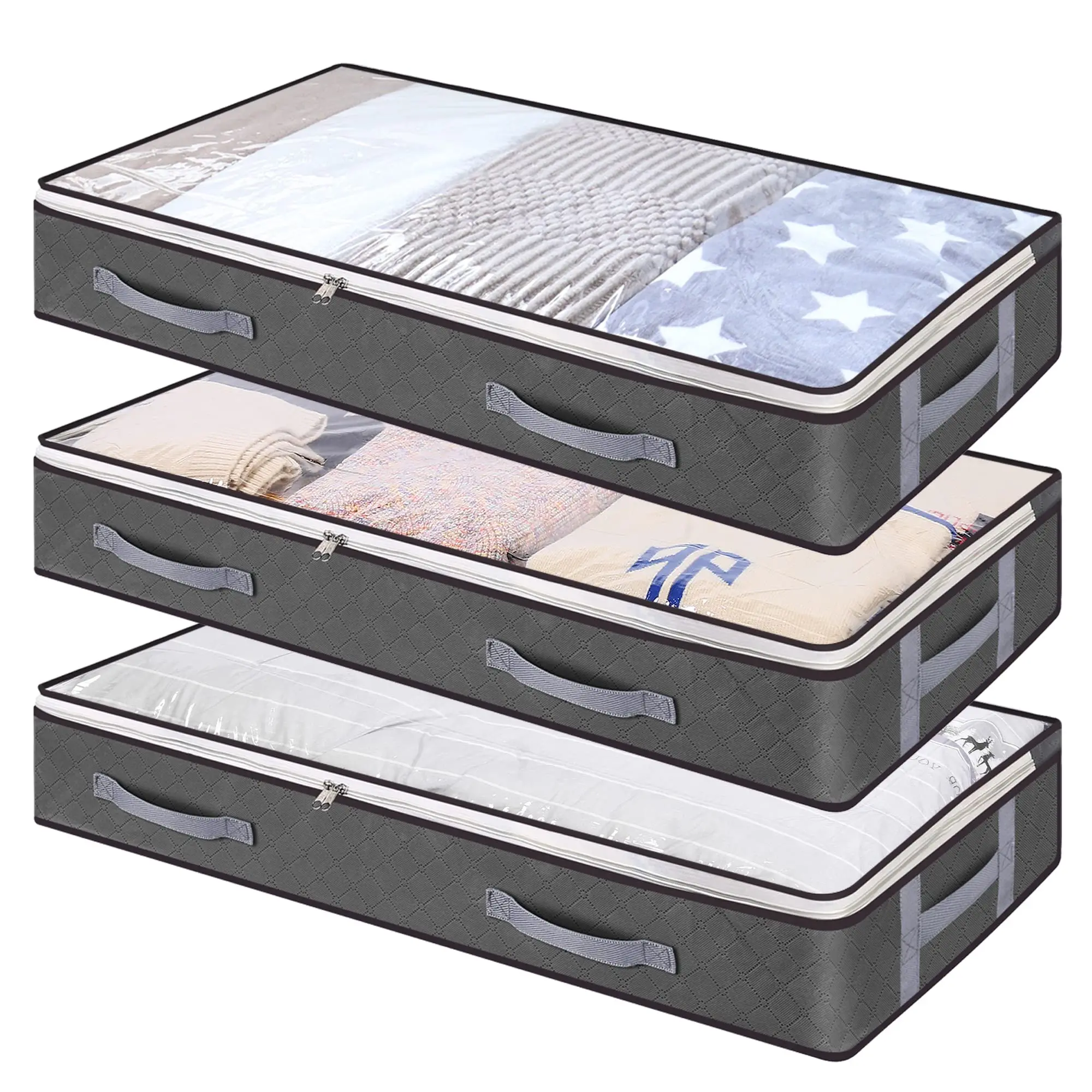 Quilt Bed Bottom Storage Bag, 1/3 Counts Foldable Clothes Storage Box, Dustproof Moisture-proof Storage Box, Home Organizer for Bedroom