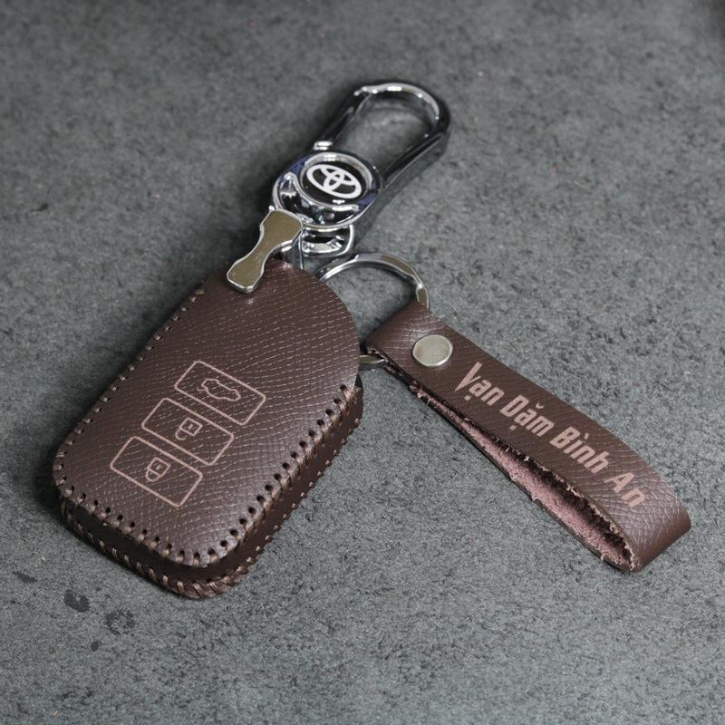 Bao da móc khoá bọc ốp chìa khóa xe ô tô Toyota Vios G, da bò thật Móc Khóa