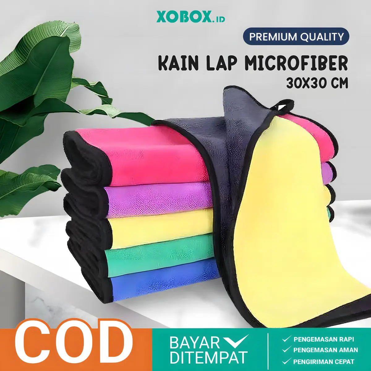 Kain Lap Microfiber Cleaning Serbaguna 30x30cm Kain Lap Mobil Motor 2 Sisi Multifungsi HM012 - XOBOX