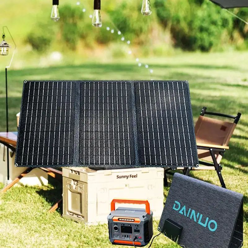 80W Solar Powered Charging Panel, Portable Solar Panel with Dual USB Type-C Ports, Outdoor Camping Hiking Mobile Phone Charging Panel, Birthday Gifts Ideas