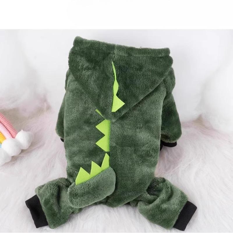 halloween christmas Dog clothes are warm in autumn and winter for small dogs, medium and large dogs, pet cats, four-legged dinosaur cotton clothes for cats, thick and soft 8