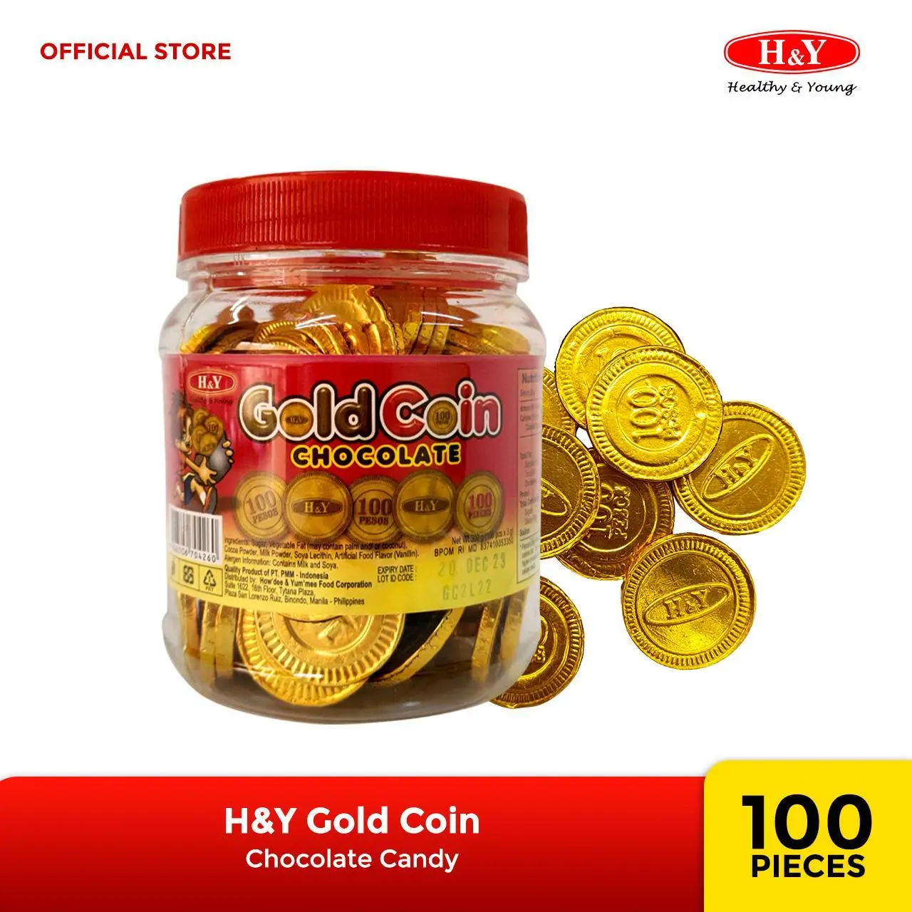 H&Y Golden Coin Chocolate Candy | Foil Wrapped Chocolate Coins ...