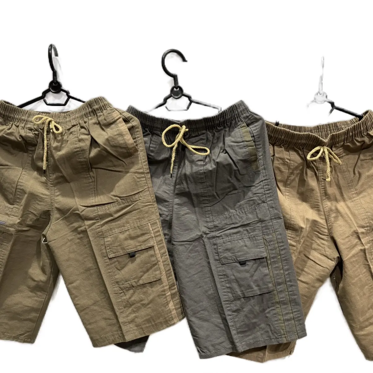 Quần lửng cạp thun, vải kaki from rộng thoải mái , có khóa kéo túi Nam Có Túi quần  tây quần  short quần  lửng Nhung Kem