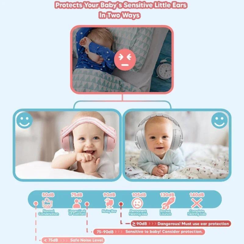 Car baby earmuffs Adjustable noise cancelling earmuffs 2 in 1 convertible earmuffs Outdoor sleeping aircraft noise cancelling earmuffs 3