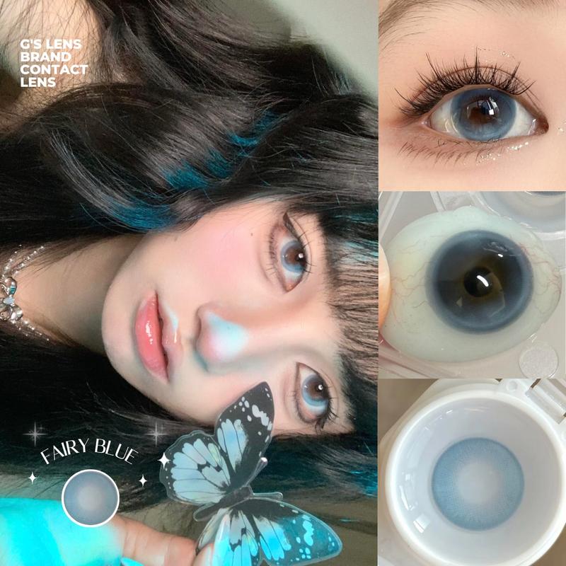 Kính áp tròng Gtrendy FAIRY BLUE màu xanh ngọc Douyin lens cận 6 tháng G.DIA 14.3mm có độ 0-7 NỘI ĐỊA TRUNG