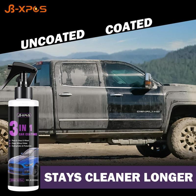 3 in 1 Car Coating Spray, 1 Count High Protection Auto Nano Polishing Spraying Wax, Car Paint Polymer Sealent Spray Protection, for Enhanced Gloss Finish, Cleaning, with Water Repellent Shield Coating, Car Paint Waxing