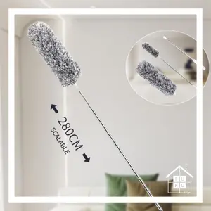 FUKUDAILY.ID - Alat Pembersih Rumah / Kemoceng Bulu Microfiber Gagang Panjang / Kemoceng Adjustable