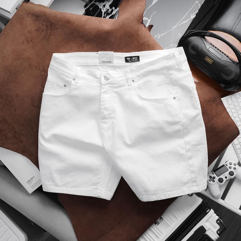 [BigSize] QUẦN SHORT JEAN Nam Form BigSize 80kg - 130kg | Màu Trắng Trơn | Mã JST-