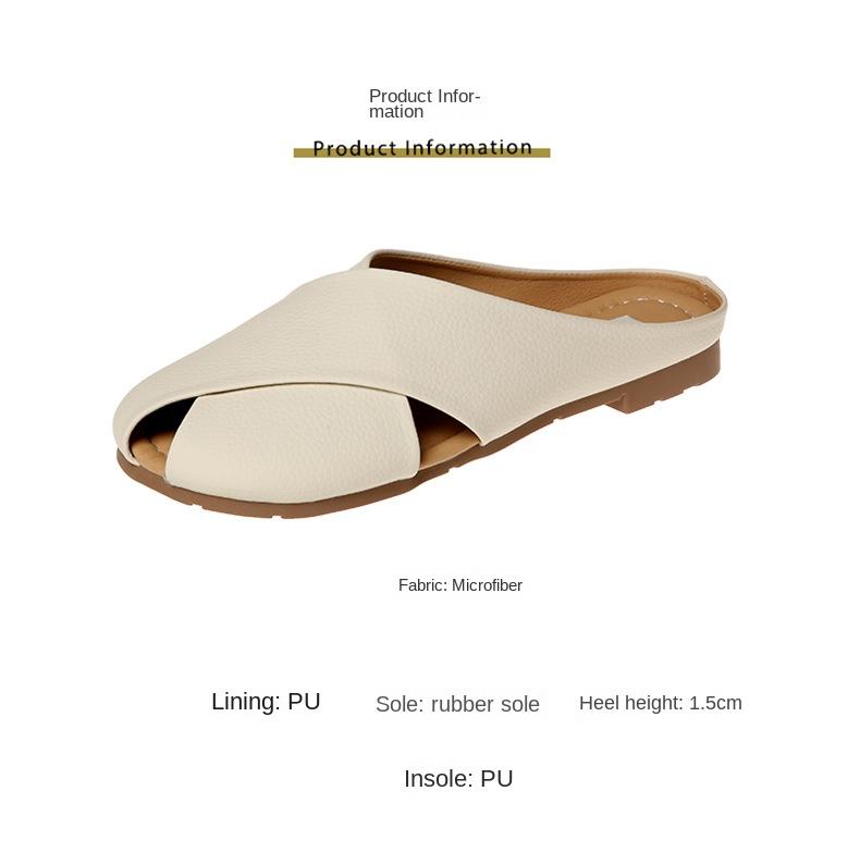 Product Introduction of French Style Closed Toe Slippers for Girls Summer Outdoor Walking Shoes 2024 New Fashion All-Matching Women's Flat Sandals walking shoes footwear girl comfort Parent Knee 2