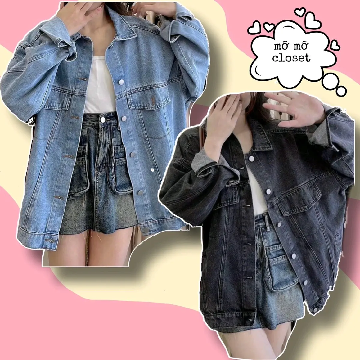 Áo khoác jean form dài dài tay túi giả có nắp unisex ulzzang nam nữ Jacket