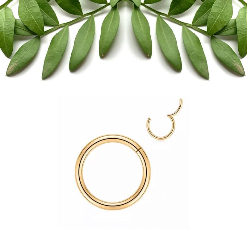 Gold Titanium Nose Ring, Nose Ring Hoops, Septum Clicker Nose Ring, Helix Hoop Ring 2