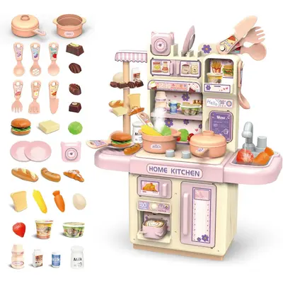 64 Pieces Realistic Kitchen Playset for Boys and Girls with Sound and 2024 Lights