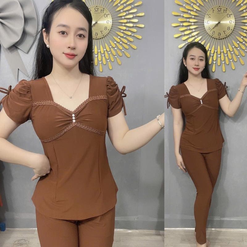 Product Introduction of - Đồ bộ thiết kế thun ladong màu , cổ tim phối ren !!! 19