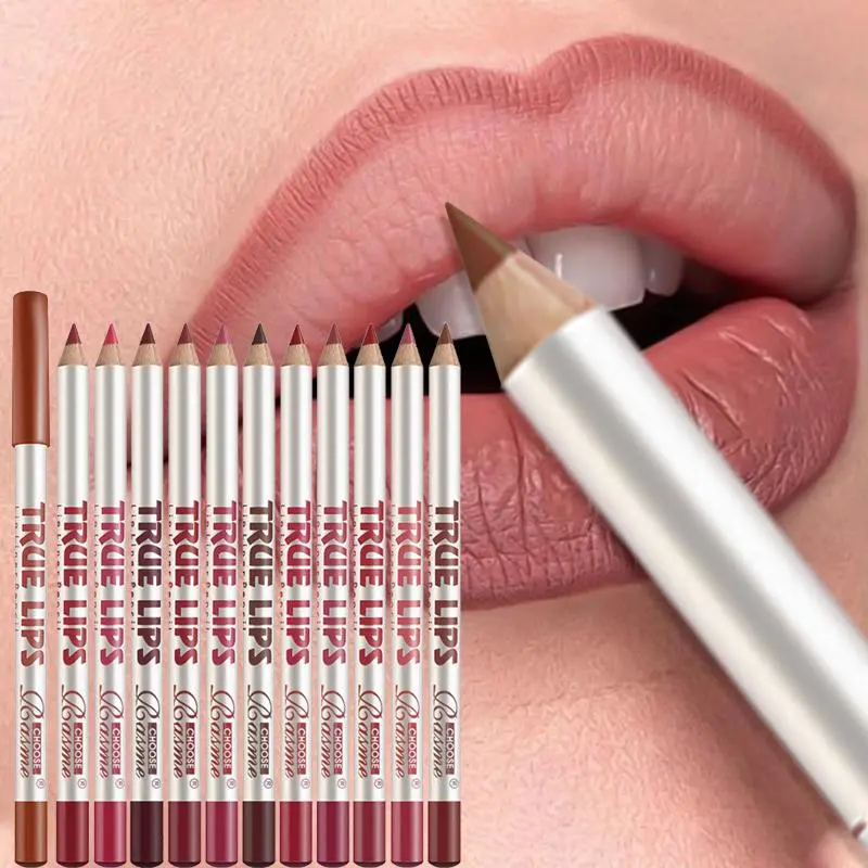 Long Lasting Lip Liner Set, 12pcs/set Matte Lip Liner Pencil, Easy Coloring Lip Liner Pen, Suitable for All Occasions Lip Makeup, Girls Makeup Accessories 2