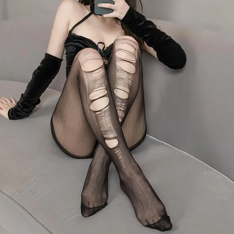 Vớ xé, quyến rũ, siêu mỏng, trong suốt, làm bằng Nylon, thích hợp cho công việc dùng một lần, tất gợi cảm, quần tất xé nhỏ gợi cảm, dành cho phụ nữ