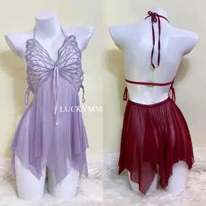 LUCKYMM - 30 DRESS ONLY - Lingerie Buterfly Mini Dress Transparan Wanita Dewasa / Baju Tidur Babydoll / Nightwear