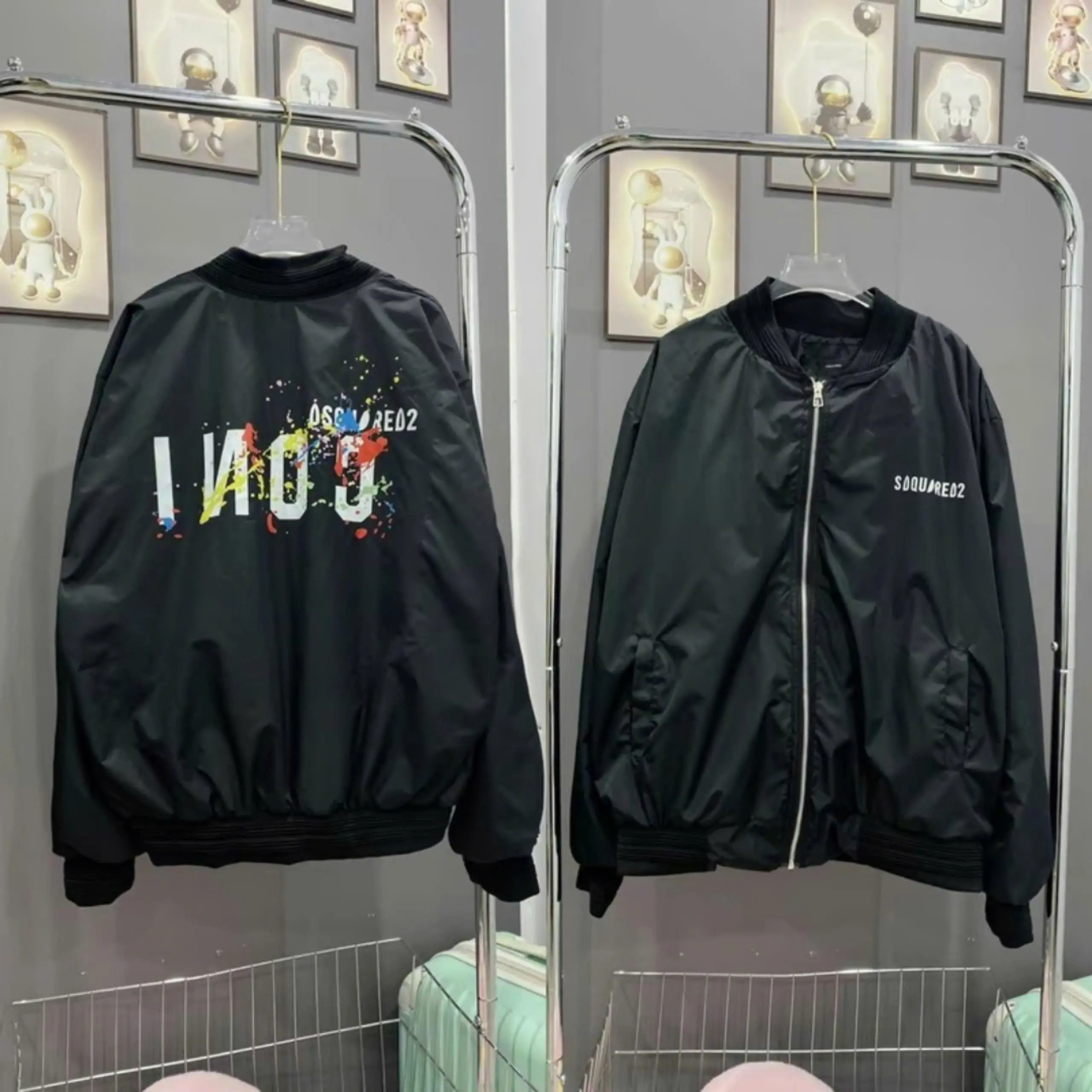 Áo bomber nam nữ unisex in họa tiết vẩy sơn 7 màu, chất gió lỳ 2 lớp, hình in công nghệ pet cao cấp không bong tróc top hot 2025