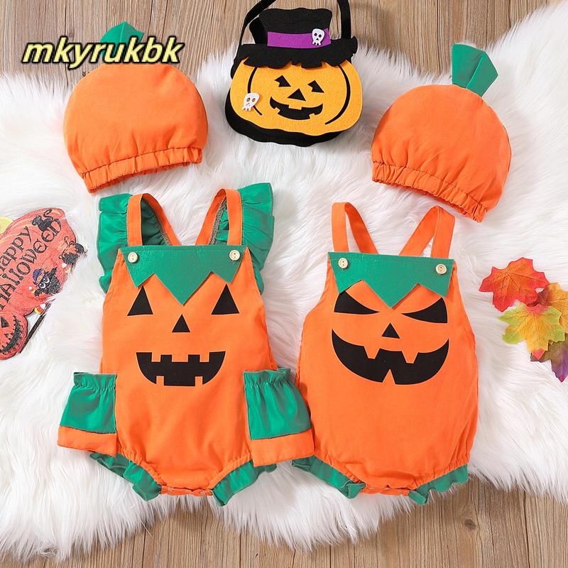 Baby Girl Boy Halloween Outfit Pumpkin Face Print Square Neck TikTok baby-girl-boy-halloween-outfit-pumpkin-face-print-square-neck-tiktok
