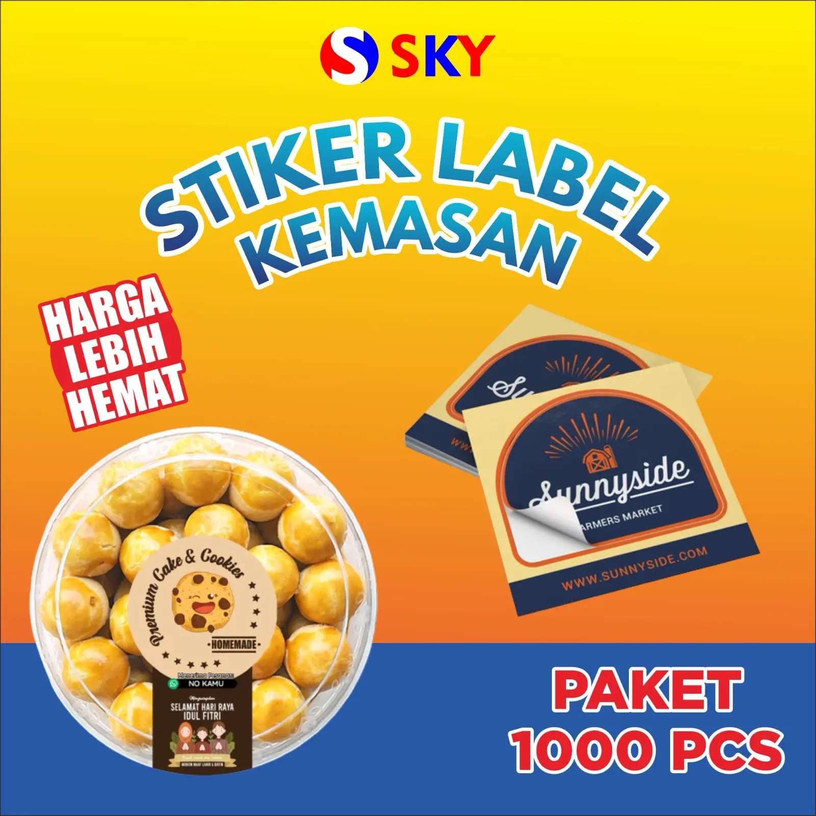 Stiker Label Kemasan Produk Murah Banget Paket 1000 pcs Transparan