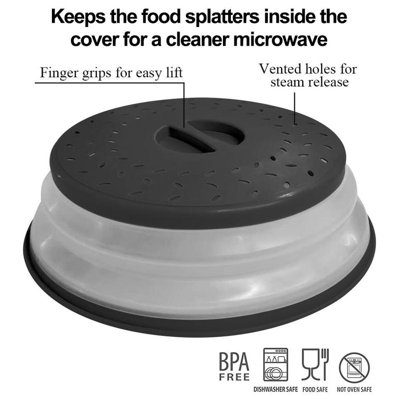 Foldable Microwave Splatter Cover, 2 Counts Round Microwave Splatter Guard with Steam Vent & Filter, Cookware Accessories for Home Kitchen, Kitchen Gadgets 8