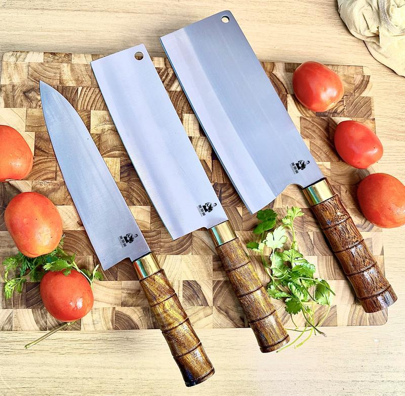 Bộ 3 dao nhà bếp SUPAP Trúc cao cấp, làm bằng thép không gỉ SUPAP Tàu thủy nhiệt luyện toàn thân chân không công nghệ cao lưỡi dao