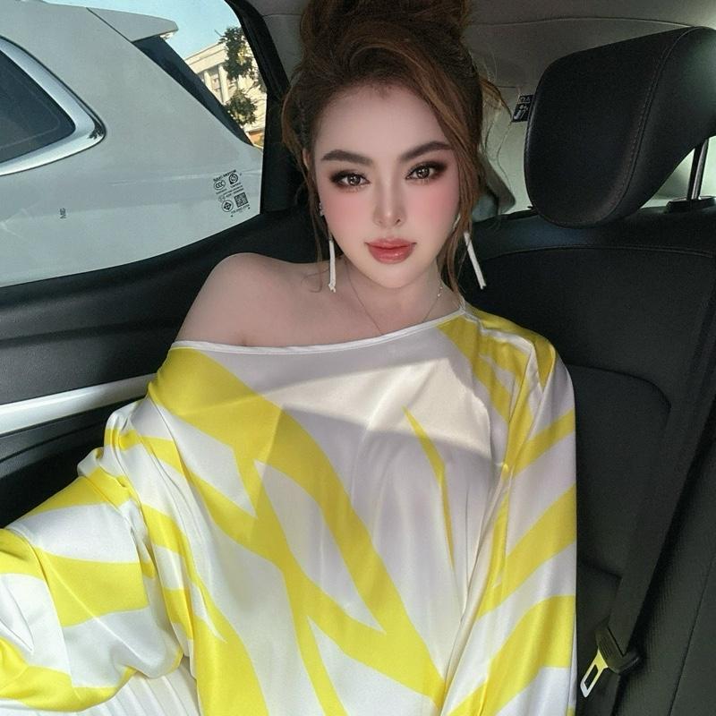 Áo lụa sọc VÀNG tay dài R180 Trang Nemo 0