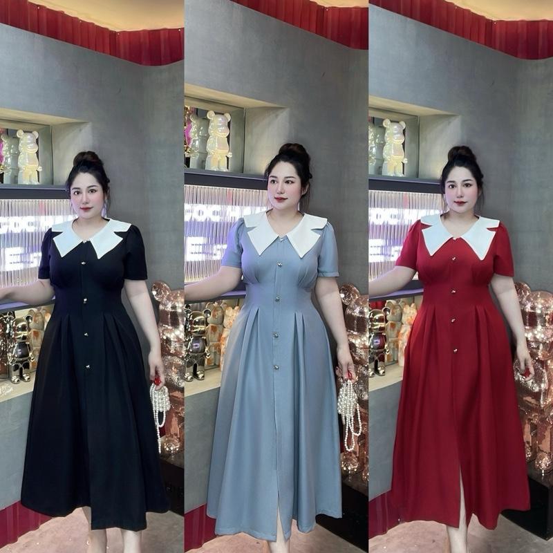 60-90KG ĐẦM  Đi Tiệc TIỂU THƯ DÁNG DÀI CỔ BƯỚM ĐÍNH CHARM THIẾT KẾ MÀU ĐEN BIGSIZE SANG TRỌNG VƯƠNG NGỌC HÂN Women Nữ Dress Kim Tuyến