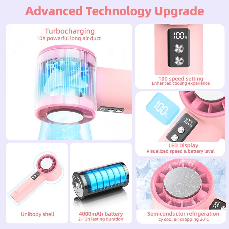 【GOOJODOQ*BO TRẦN 】Quạt sò lạnh-Sạc mini- ốp bảo vệ ngẫu nhiên GOOJODOQ 100 tốc độ gió có thể điều chỉnh màn hình kỹ thuật số cầm tay Làm lạnh và nén đá Phụ Kiện 3