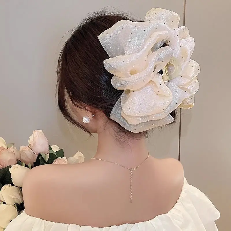 Gypsophila Nơ Kẹp Tóc Đám Mây Hai Mặt Streamer Lấy Kẹp Sau Đầu Cảm Giác Cao Cấp Tính Khí Đám Mây Cá Mập Kẹp