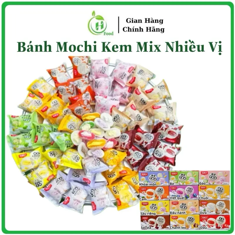 Bánh Mochi Kem Sữa Phủ Dừa Đủ Vị: khoai môn,bơ,đào,xoài,sầu riêng,đậu nành Food Thức Ăn